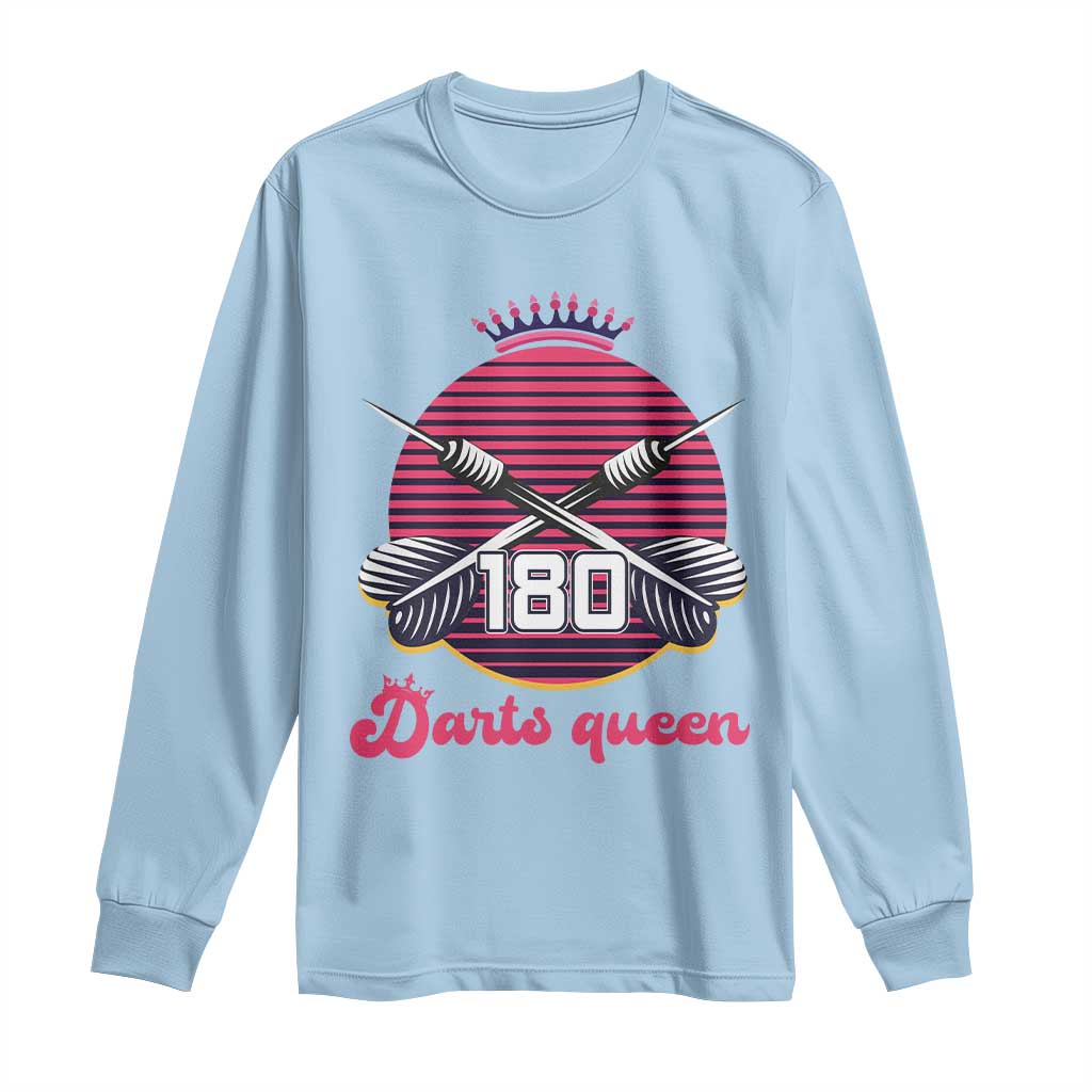 Darts Queen 180 Max Score Long Sleeve Shirt Funny Bullseye Shooter Gift - Wonder Print Shop
