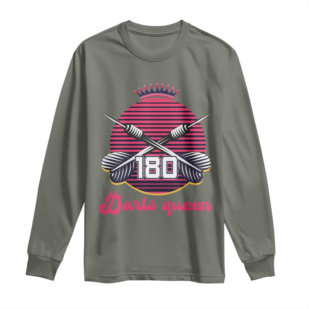 Darts Queen 180 Max Score Long Sleeve Shirt Funny Bullseye Shooter Gift - Wonder Print Shop