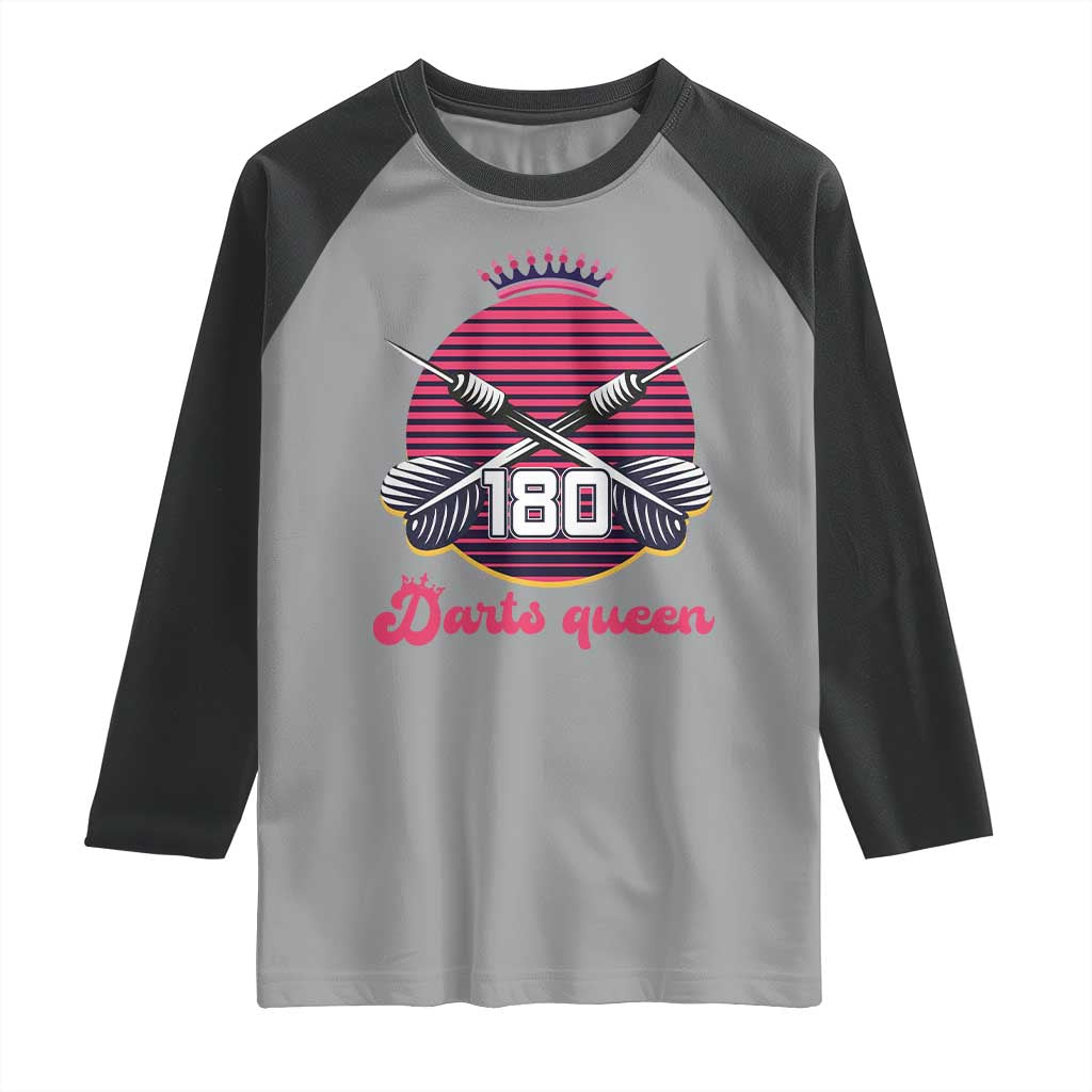 Darts Queen 180 Max Score Raglan Shirt Funny Bullseye Shooter Gift - Wonder Print Shop