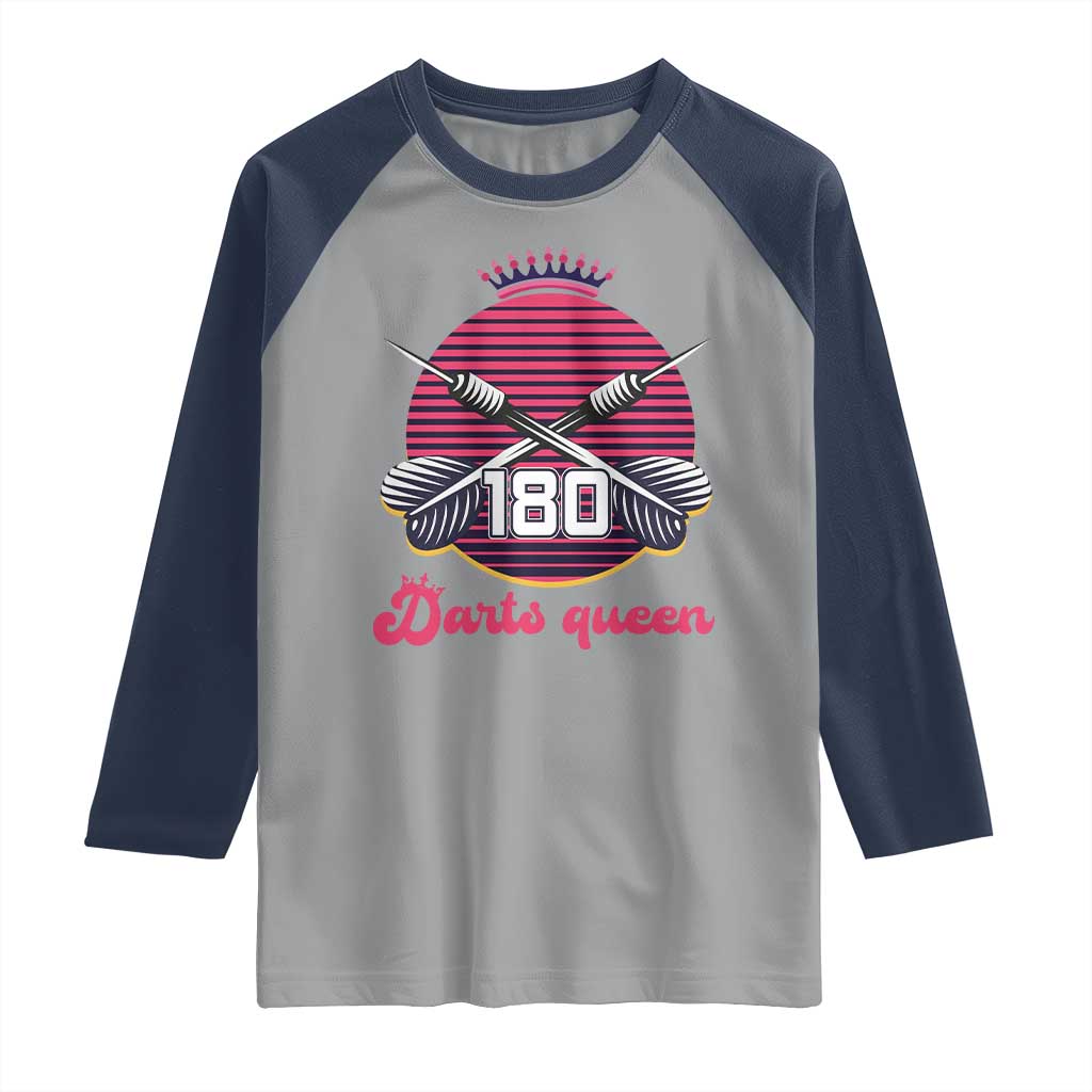 Darts Queen 180 Max Score Raglan Shirt Funny Bullseye Shooter Gift - Wonder Print Shop