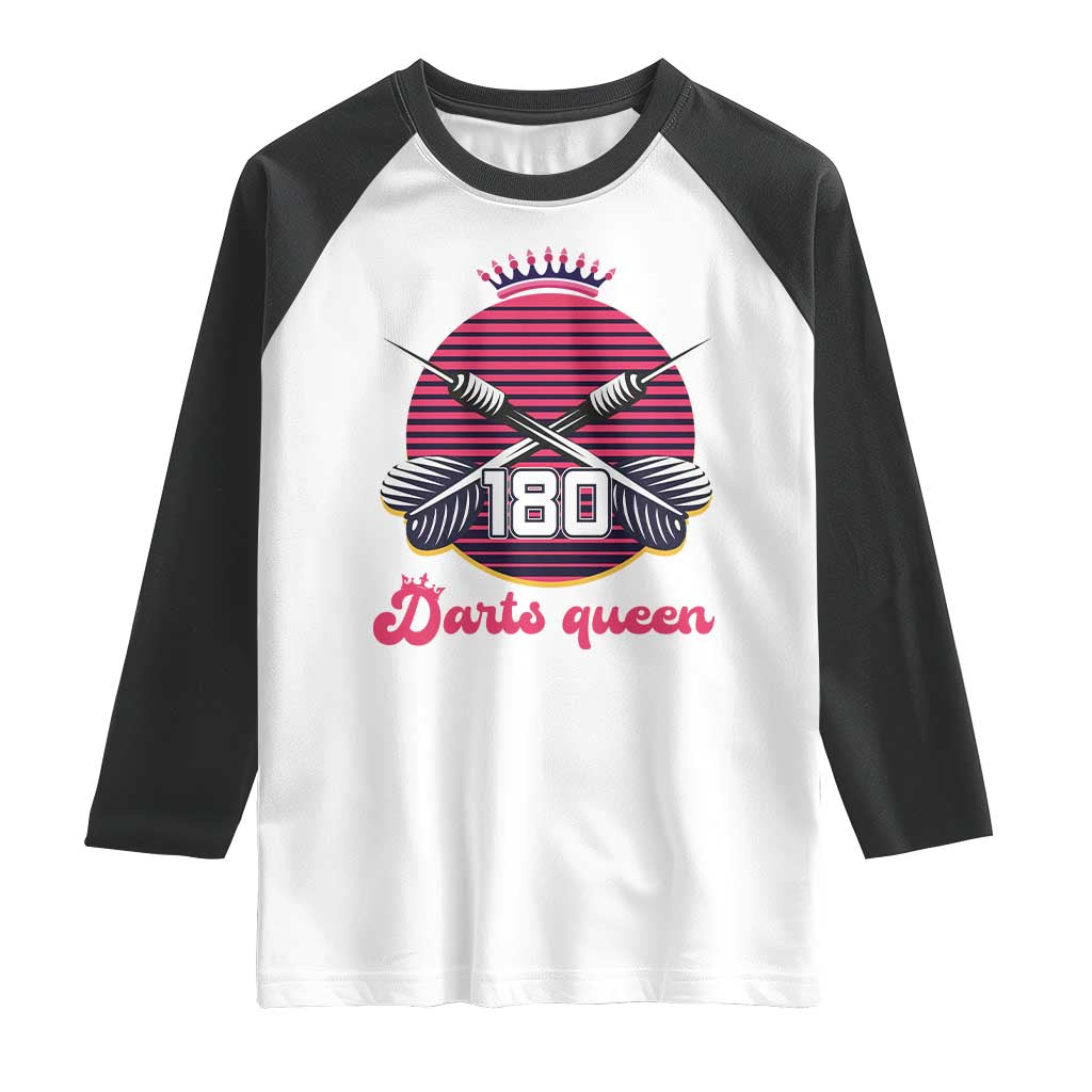Darts Queen 180 Max Score Raglan Shirt Funny Bullseye Shooter Gift - Wonder Print Shop