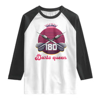 Darts Queen 180 Max Score Raglan Shirt Funny Bullseye Shooter Gift - Wonder Print Shop