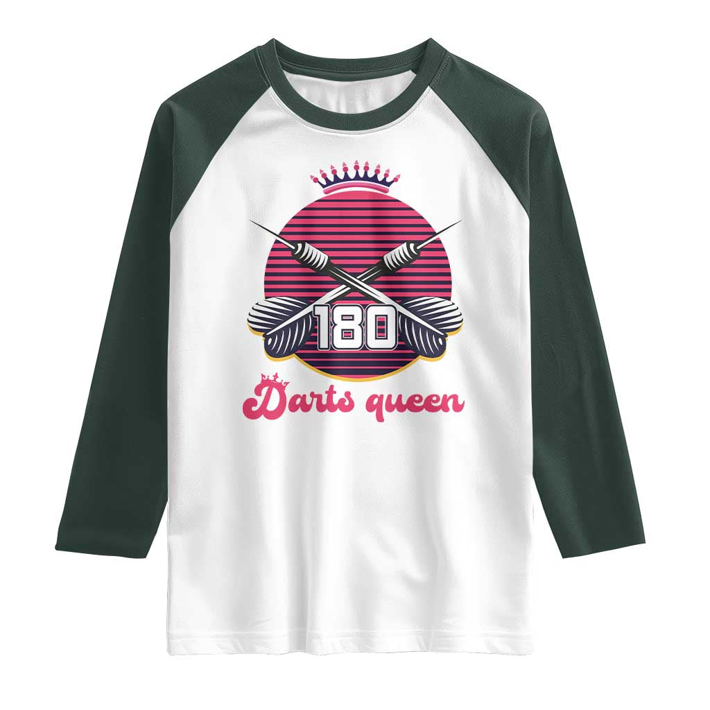 Darts Queen 180 Max Score Raglan Shirt Funny Bullseye Shooter Gift - Wonder Print Shop