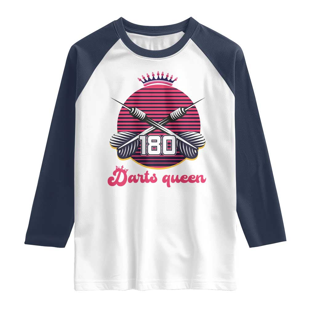 Darts Queen 180 Max Score Raglan Shirt Funny Bullseye Shooter Gift - Wonder Print Shop