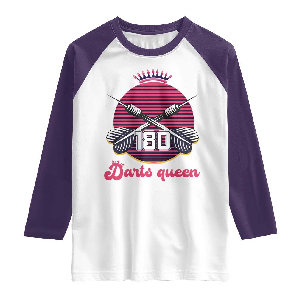 Darts Queen 180 Max Score Raglan Shirt Funny Bullseye Shooter Gift - Wonder Print Shop