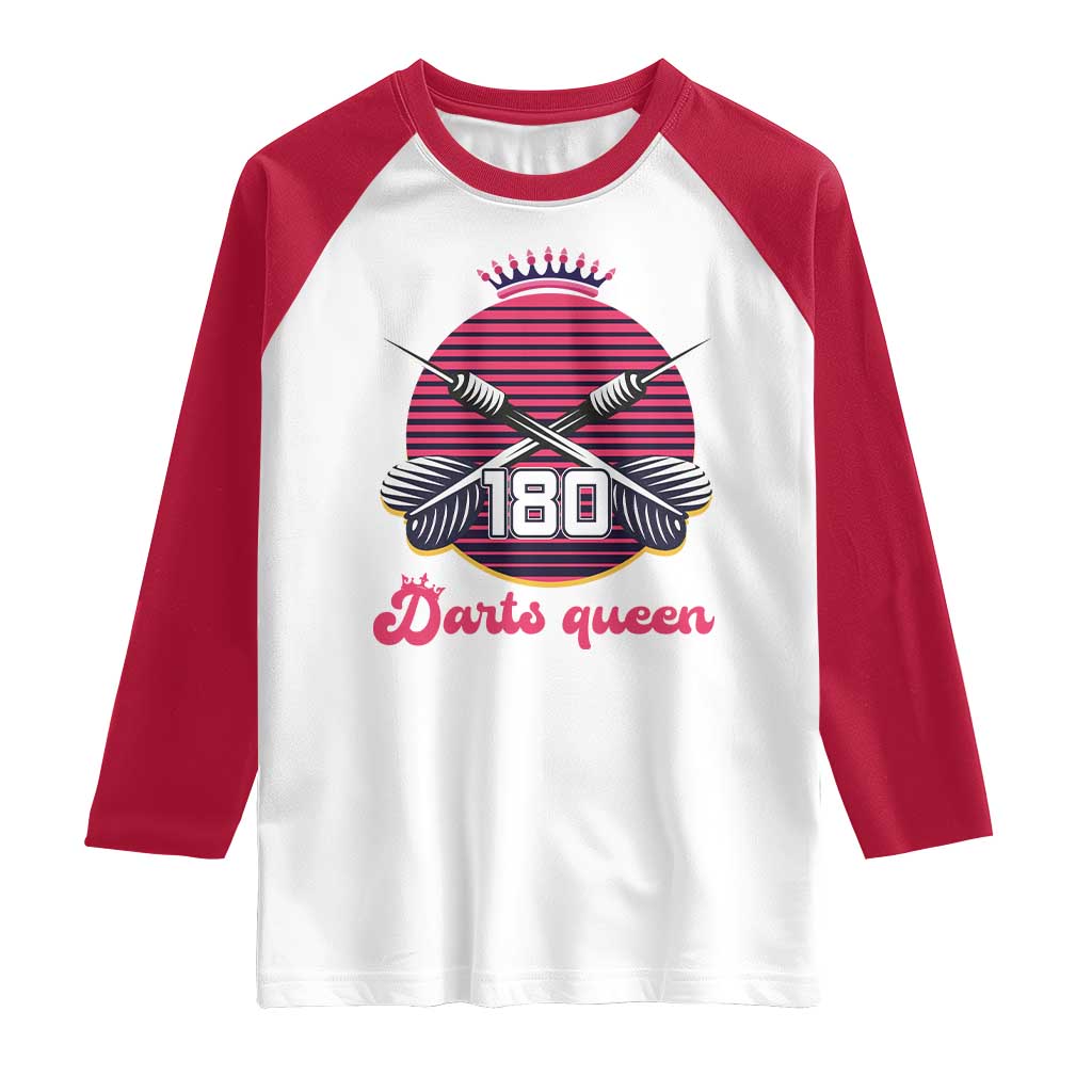 Darts Queen 180 Max Score Raglan Shirt Funny Bullseye Shooter Gift - Wonder Print Shop