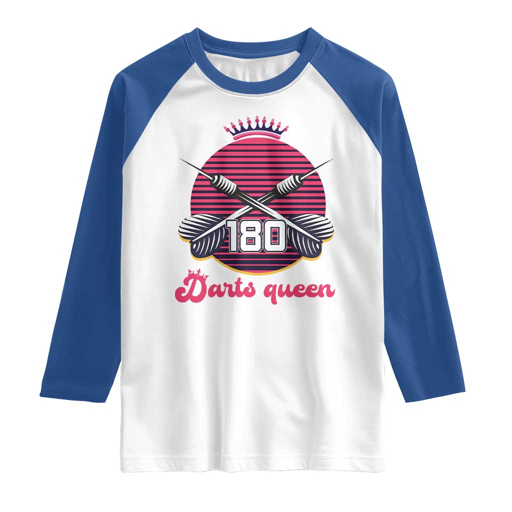 Darts Queen 180 Max Score Raglan Shirt Funny Bullseye Shooter Gift - Wonder Print Shop