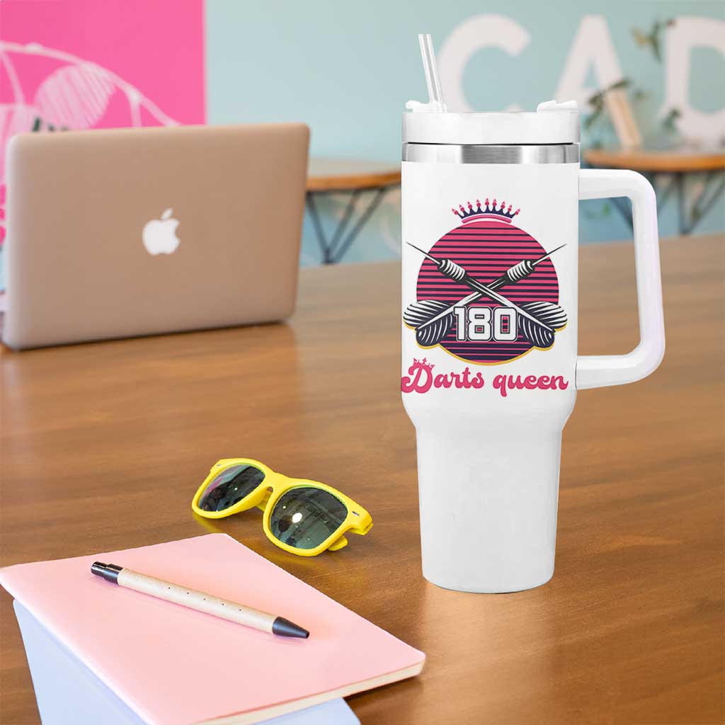 Darts Queen 180 Max Score Tumbler With Handle Funny Bullseye Shooter Gift - Wonder Print Shop