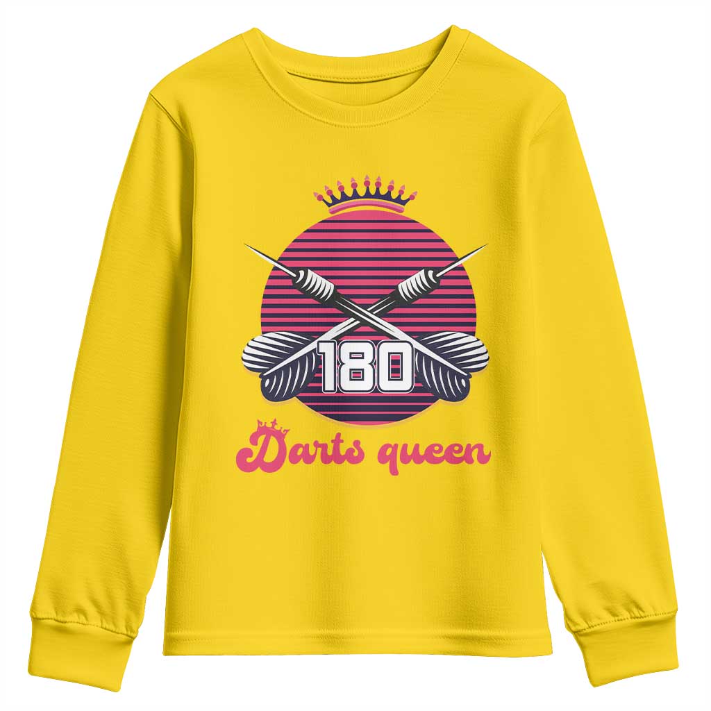 Darts Queen 180 Max Score Youth Sweatshirt Funny Bullseye Shooter Gift - Wonder Print Shop