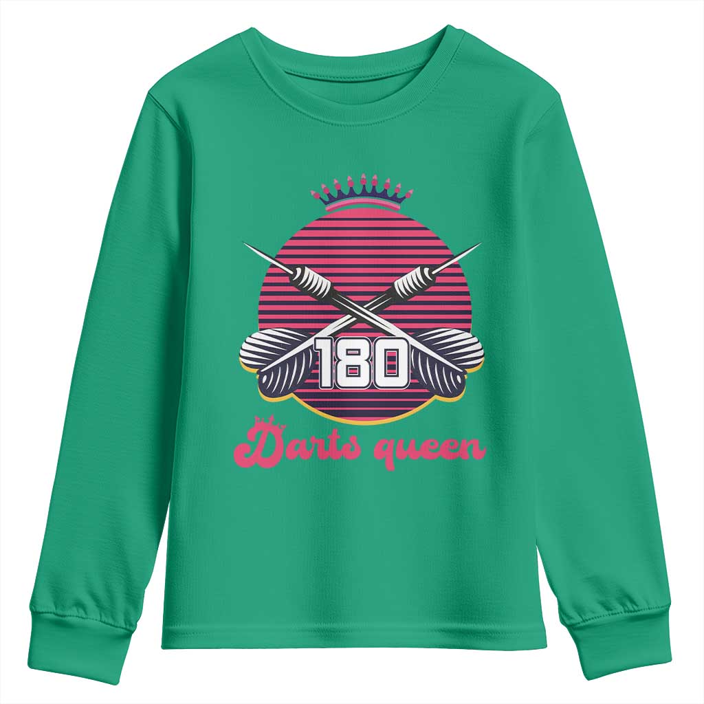 Darts Queen 180 Max Score Youth Sweatshirt Funny Bullseye Shooter Gift - Wonder Print Shop
