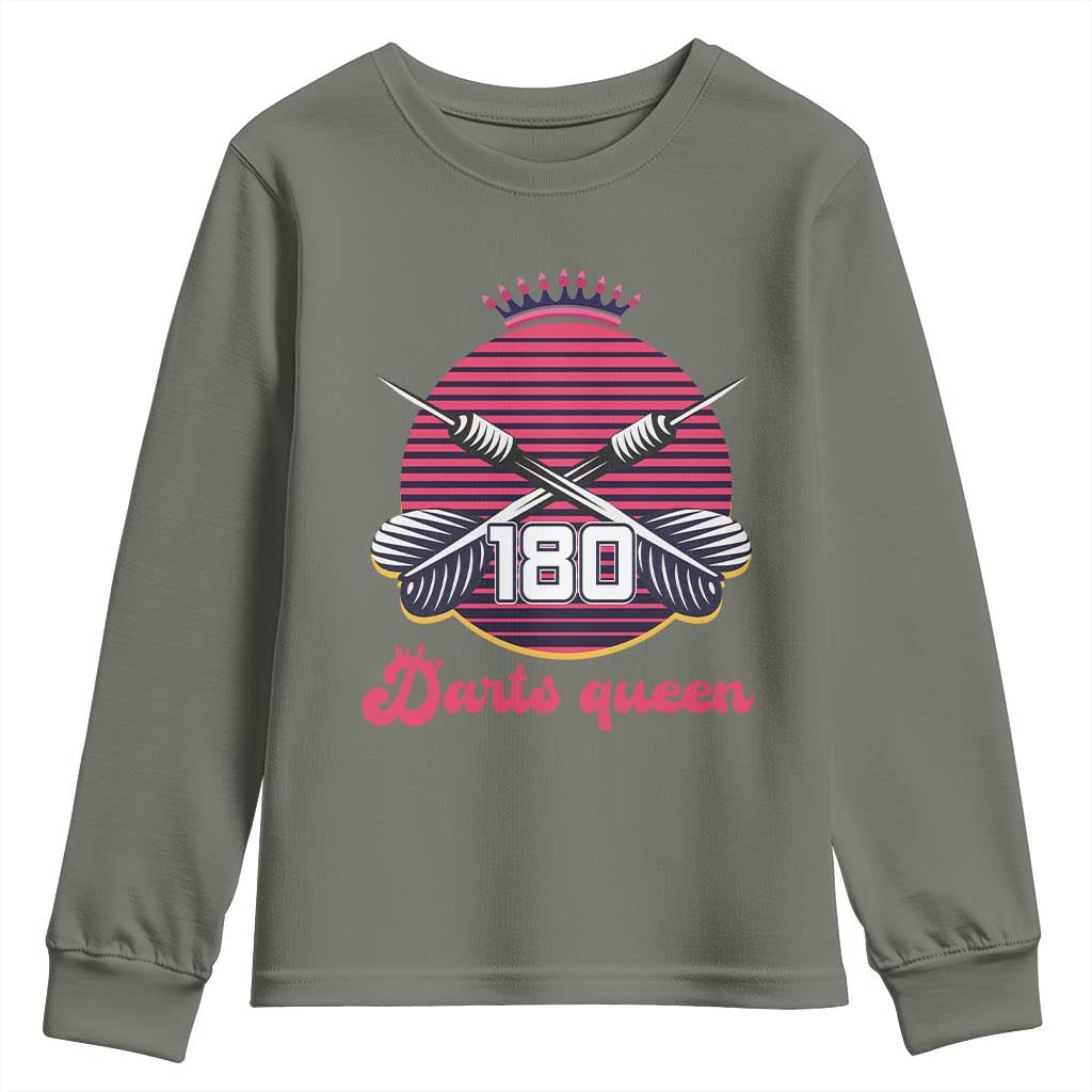 Darts Queen 180 Max Score Youth Sweatshirt Funny Bullseye Shooter Gift - Wonder Print Shop