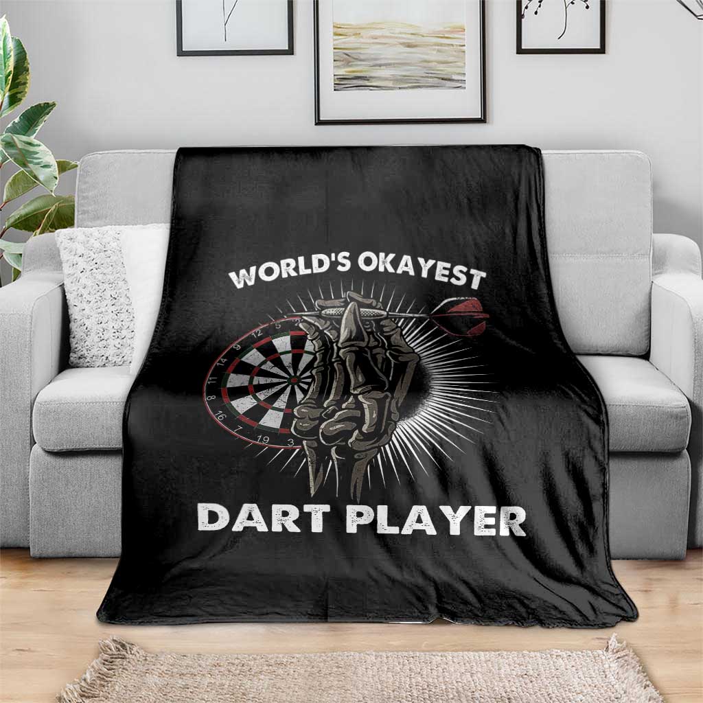 World's Okayest Dart Player Throw Blanket Funny Bullseye Shooter Gift - Wonder Print Shop