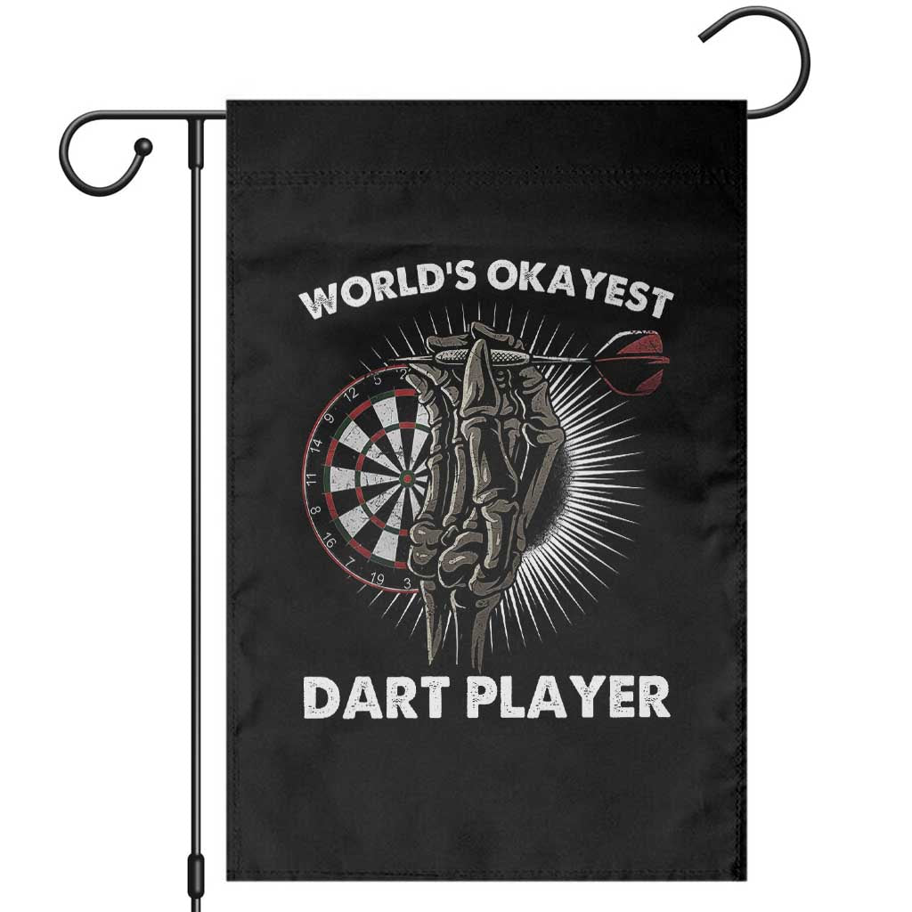 World's Okayest Dart Player Garden Flag Funny Bullseye Shooter Gift - Wonder Print Shop