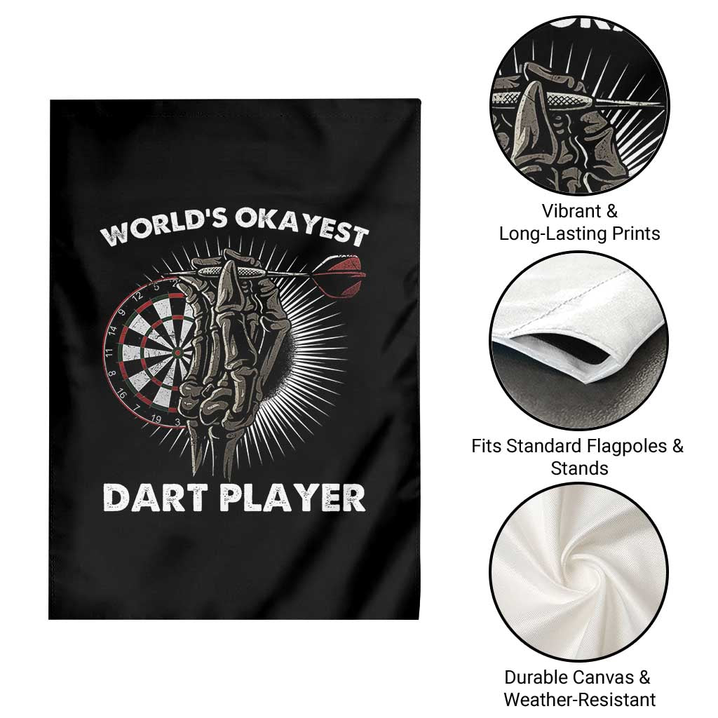 World's Okayest Dart Player Garden Flag Funny Bullseye Shooter Gift - Wonder Print Shop