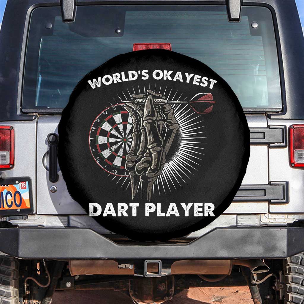 World's Okayest Dart Player Spare Tire Cover Funny Bullseye Shooter Gift - Wonder Print Shop