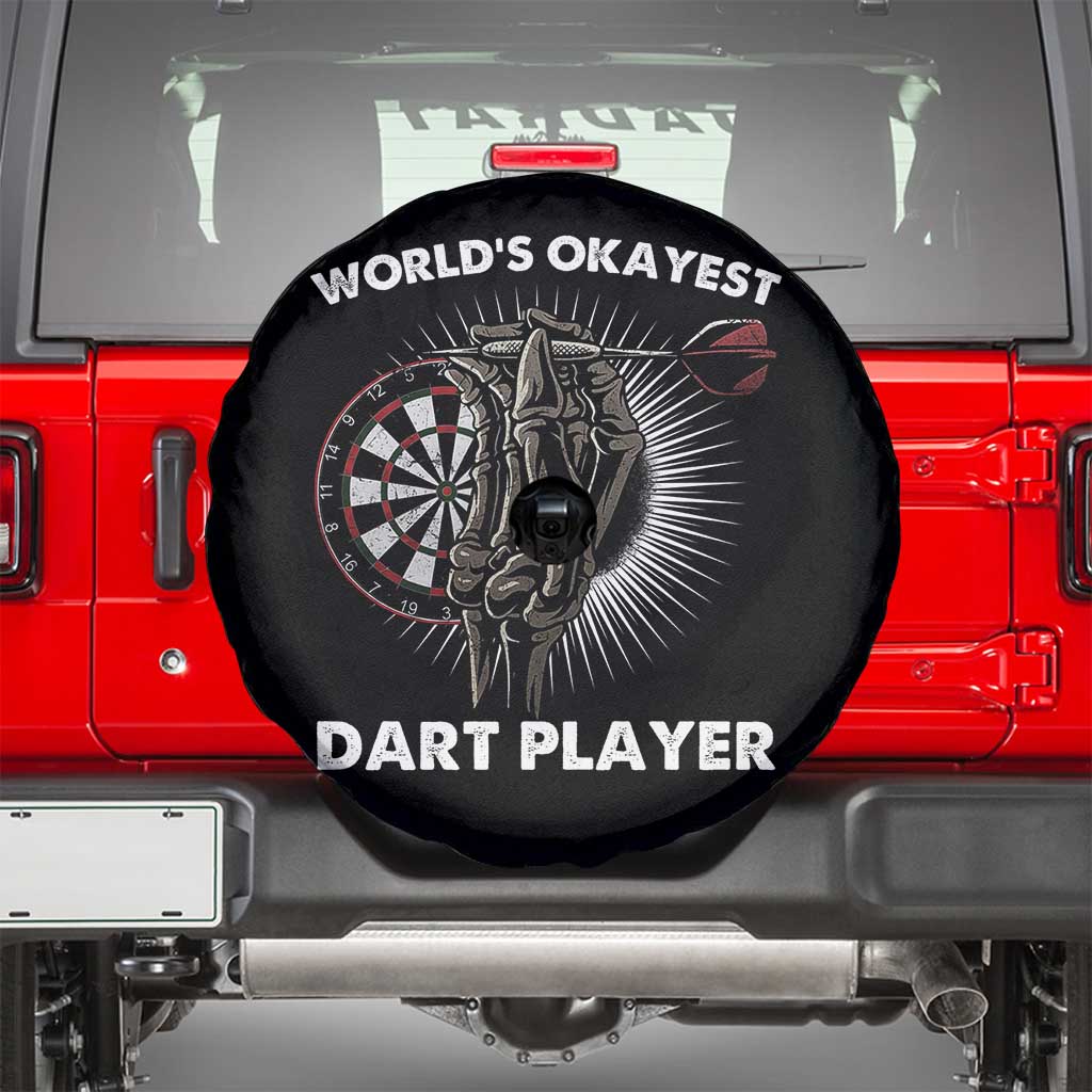 World's Okayest Dart Player Spare Tire Cover Funny Bullseye Shooter Gift - Wonder Print Shop