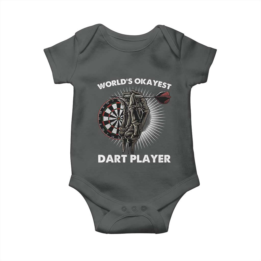 World's Okayest Dart Player Baby Onesie Funny Bullseye Shooter Gift - Wonder Print Shop