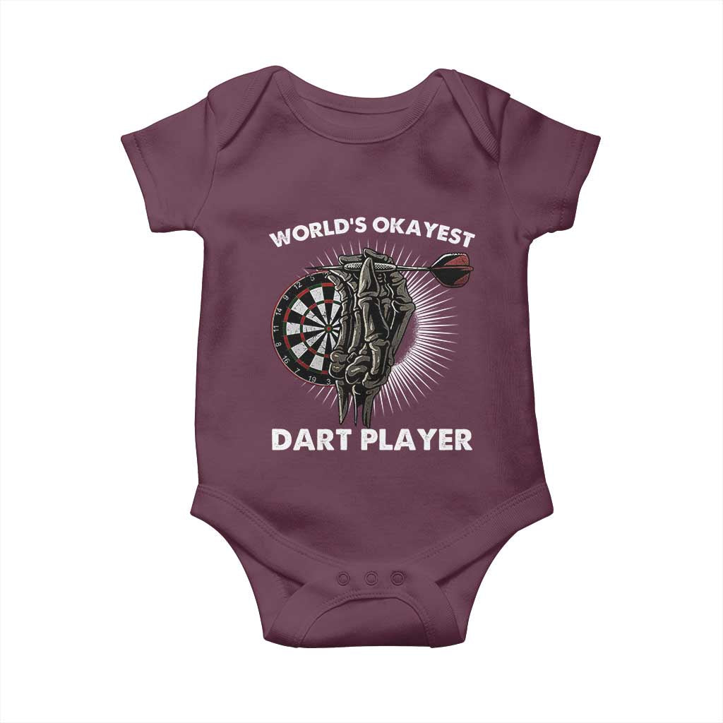World's Okayest Dart Player Baby Onesie Funny Bullseye Shooter Gift - Wonder Print Shop