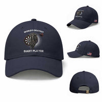 World's Okayest Dart Player Baseball Cap Funny Bullseye Shooter Gift
