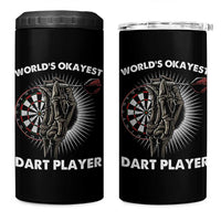 World's Okayest Dart Player 4 in 1 Can Cooler Tumbler Funny Bullseye Shooter Gift - Wonder Print Shop