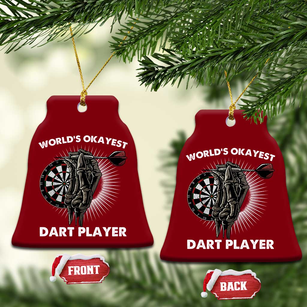 World's Okayest Dart Player Ceramic Ornament Funny Bullseye Shooter Gift - Wonder Print Shop