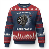World's Okayest Dart Player Ugly Christmas Sweater Funny Bullseye Shooter Gift - Wonder Print Shop