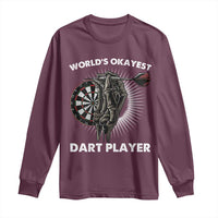 World's Okayest Dart Player Long Sleeve Shirt Funny Bullseye Shooter Gift - Wonder Print Shop