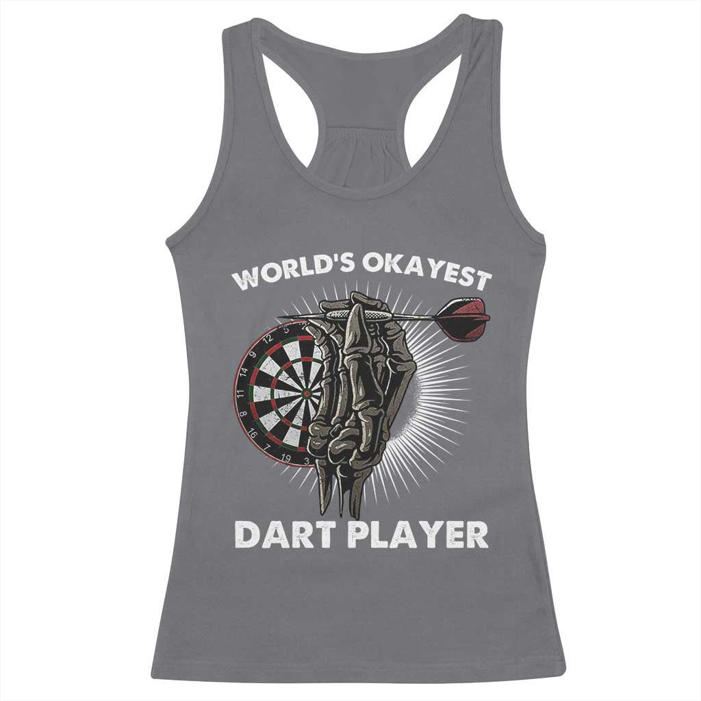 World's Okayest Dart Player Racerback Tank Top Funny Bullseye Shooter Gift - Wonder Print Shop