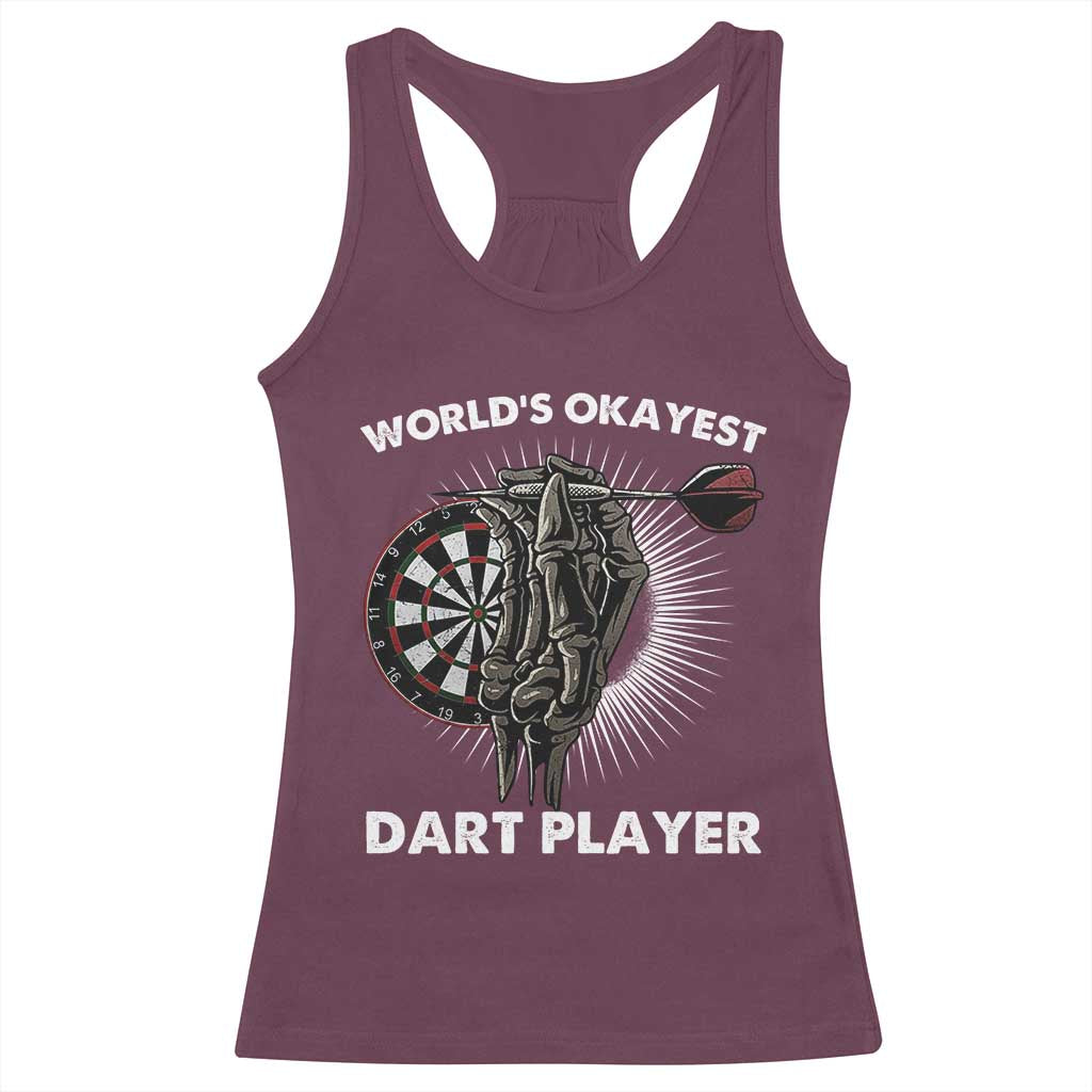 World's Okayest Dart Player Racerback Tank Top Funny Bullseye Shooter Gift - Wonder Print Shop