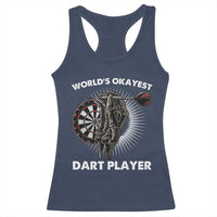 World's Okayest Dart Player Racerback Tank Top Funny Bullseye Shooter Gift - Wonder Print Shop