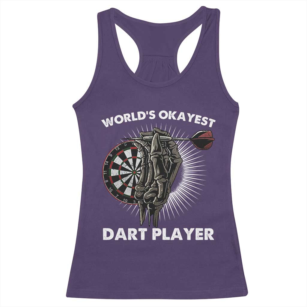 World's Okayest Dart Player Racerback Tank Top Funny Bullseye Shooter Gift - Wonder Print Shop
