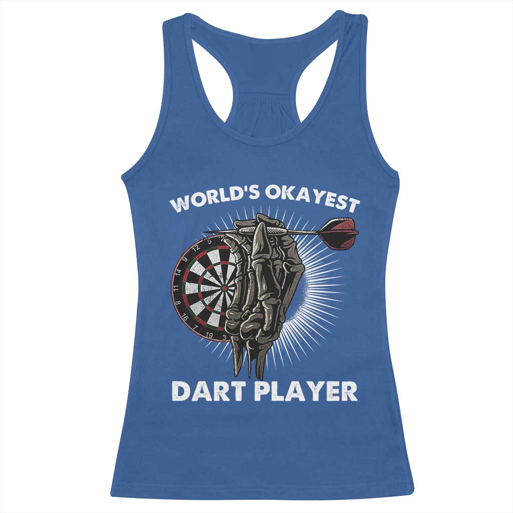 World's Okayest Dart Player Racerback Tank Top Funny Bullseye Shooter Gift - Wonder Print Shop