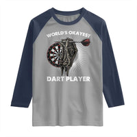 World's Okayest Dart Player Raglan Shirt Funny Bullseye Shooter Gift - Wonder Print Shop