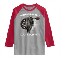 World's Okayest Dart Player Raglan Shirt Funny Bullseye Shooter Gift - Wonder Print Shop