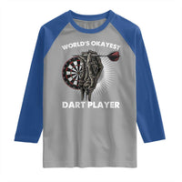 World's Okayest Dart Player Raglan Shirt Funny Bullseye Shooter Gift - Wonder Print Shop