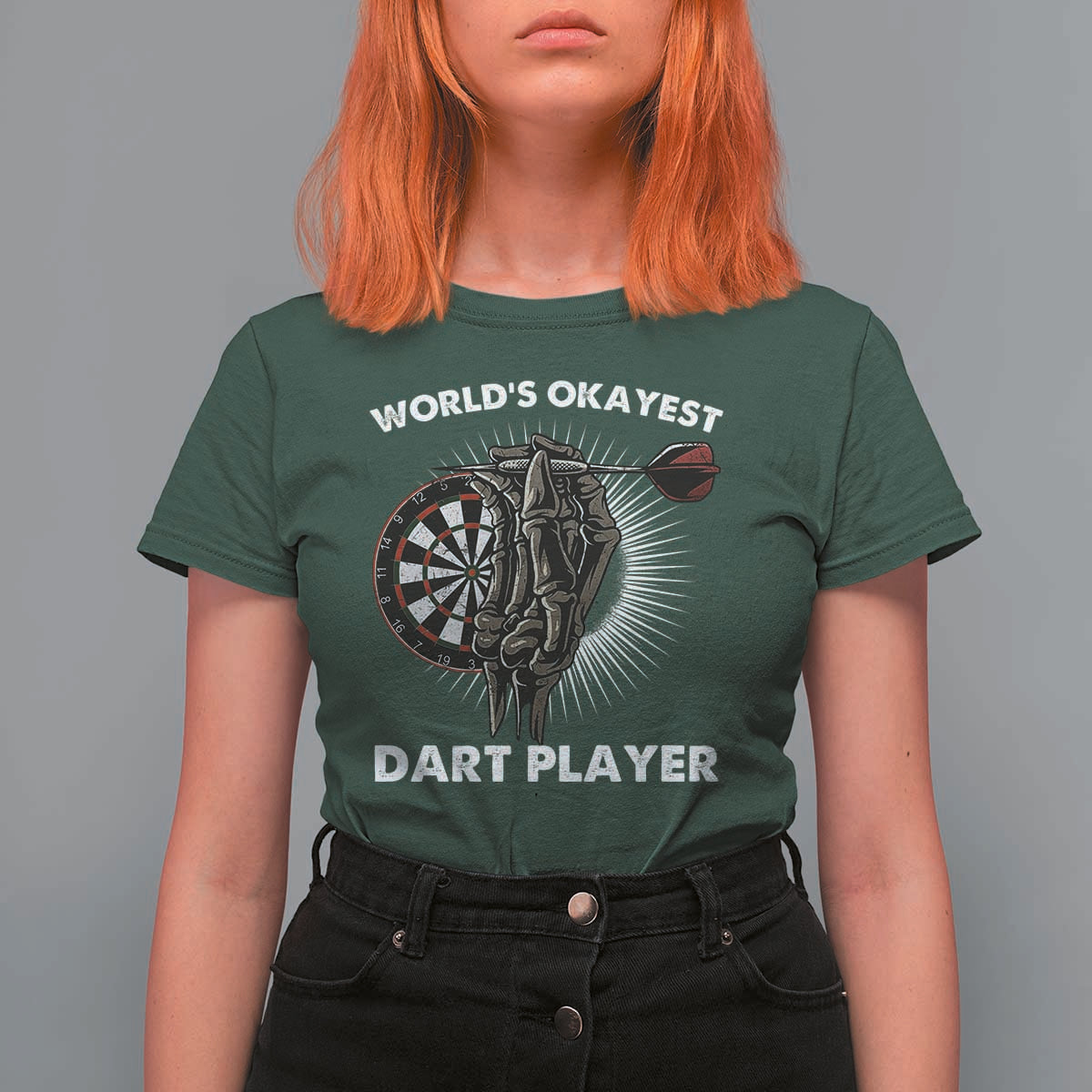 World's Okayest Dart Player T Shirt For Women Funny Bullseye Shooter Gift - Wonder Print Shop