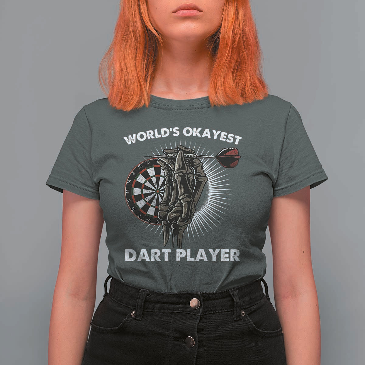 World's Okayest Dart Player T Shirt For Women Funny Bullseye Shooter Gift - Wonder Print Shop