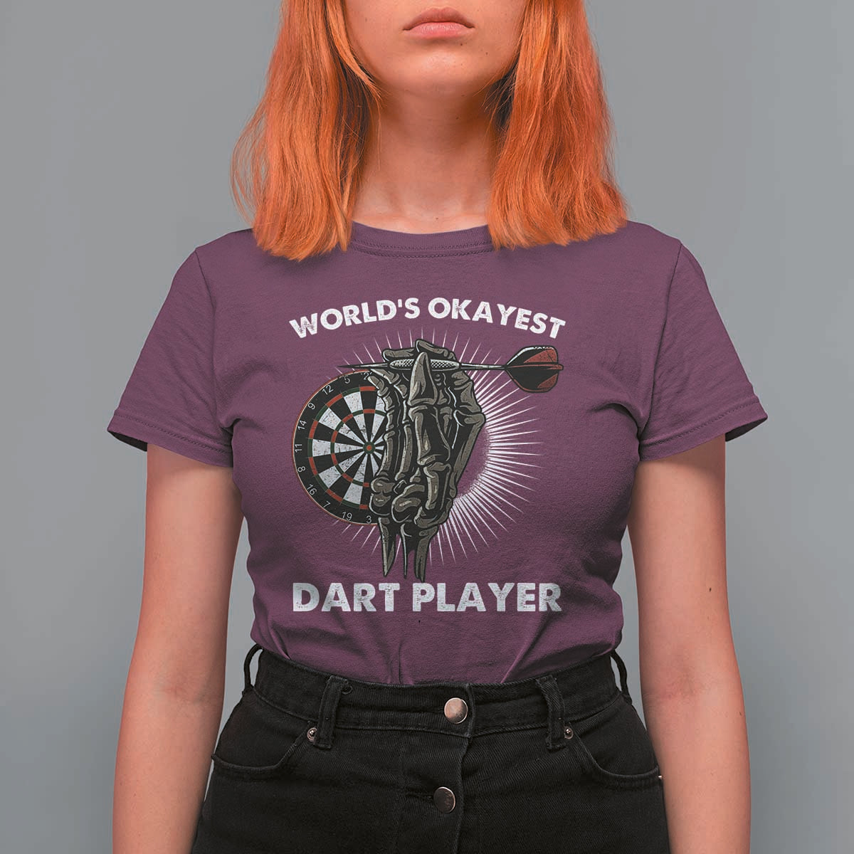 World's Okayest Dart Player T Shirt For Women Funny Bullseye Shooter Gift - Wonder Print Shop