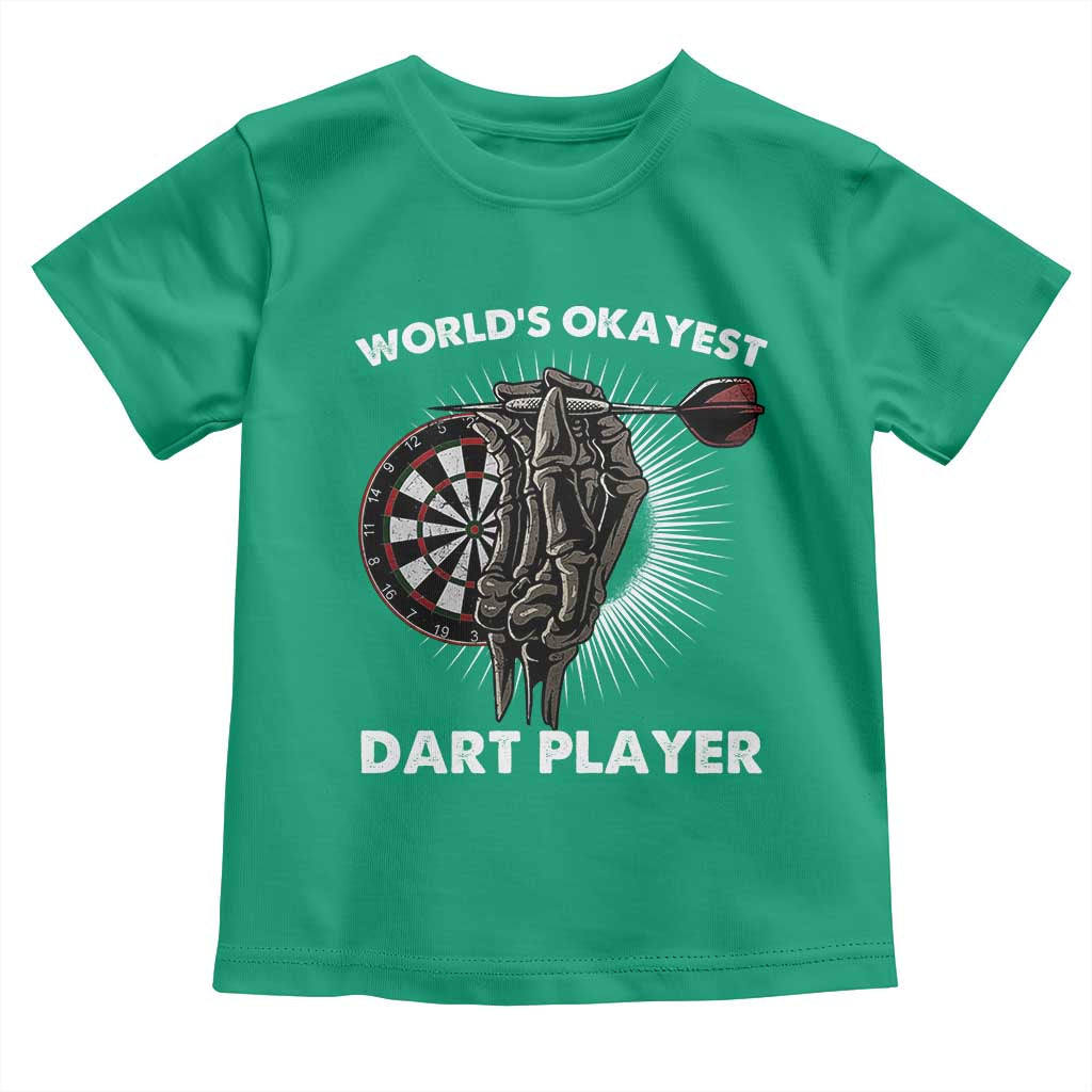 World's Okayest Dart Player Toddler T Shirt Funny Bullseye Shooter Gift - Wonder Print Shop