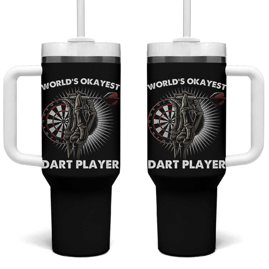 World's Okayest Dart Player Tumbler With Handle Funny Bullseye Shooter Gift - Wonder Print Shop