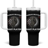 World's Okayest Dart Player Tumbler With Handle Funny Bullseye Shooter Gift - Wonder Print Shop
