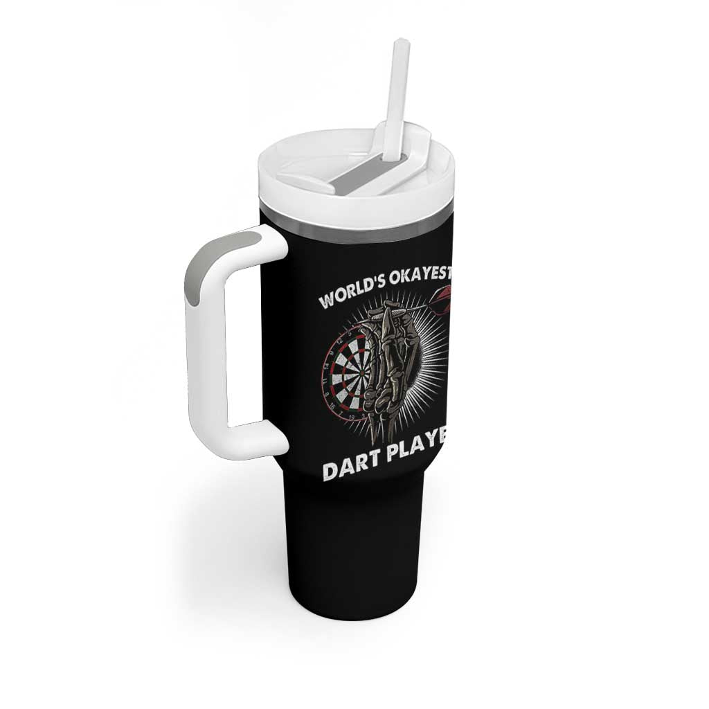 World's Okayest Dart Player Tumbler With Handle Funny Bullseye Shooter Gift - Wonder Print Shop