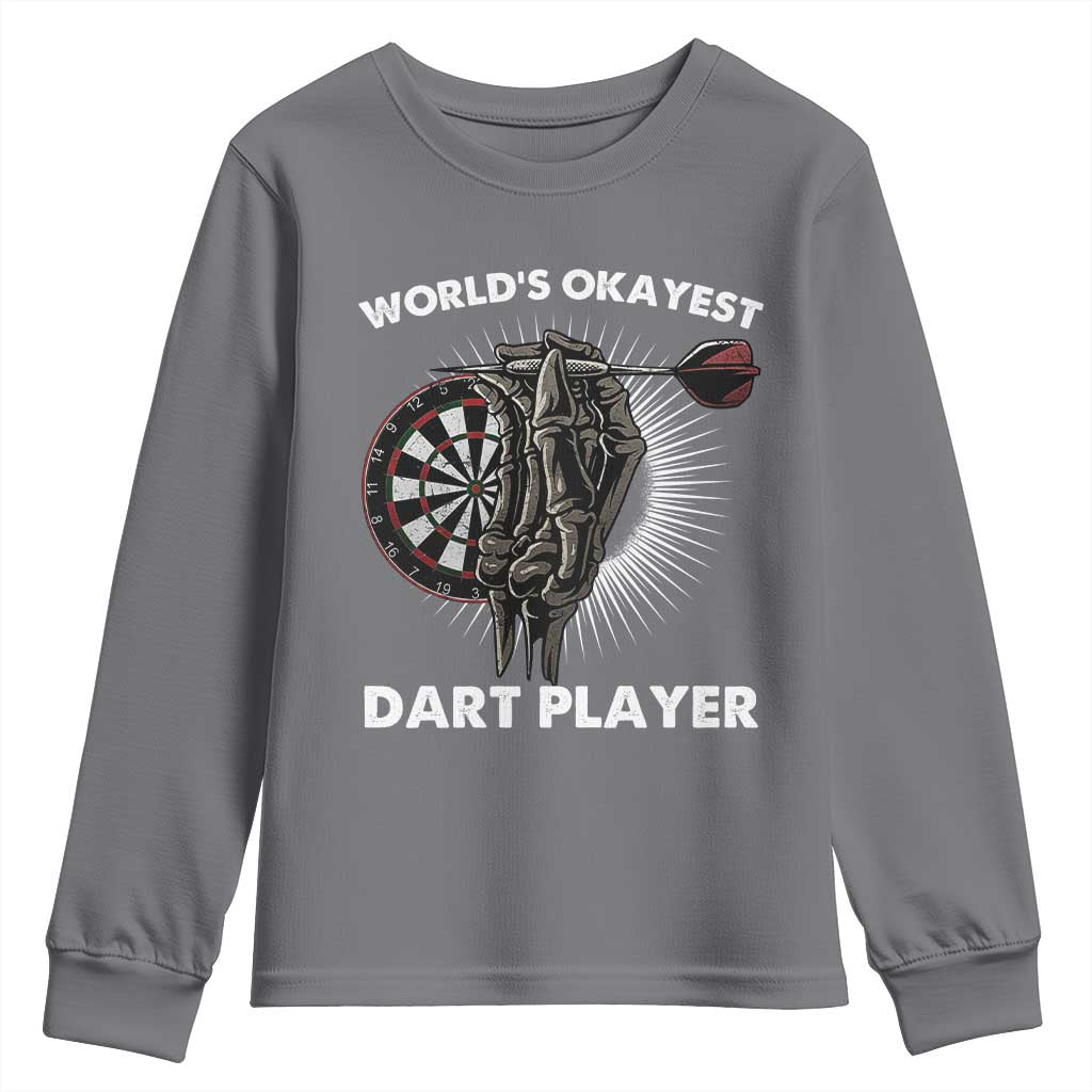 World's Okayest Dart Player Youth Sweatshirt Funny Bullseye Shooter Gift - Wonder Print Shop