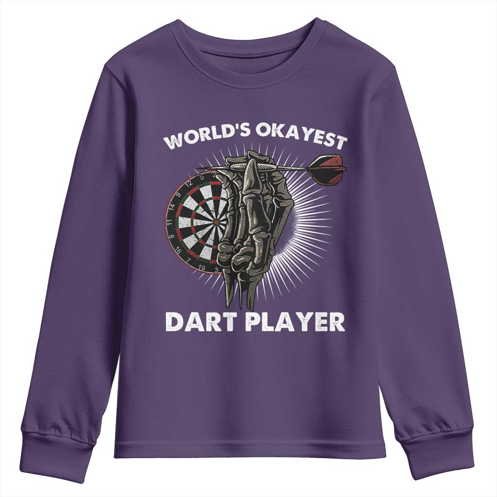 World's Okayest Dart Player Youth Sweatshirt Funny Bullseye Shooter Gift - Wonder Print Shop