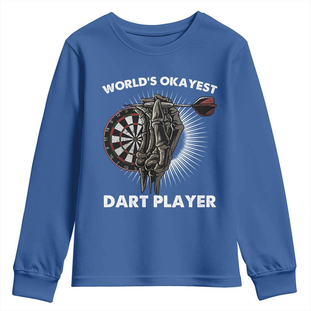 World's Okayest Dart Player Youth Sweatshirt Funny Bullseye Shooter Gift - Wonder Print Shop