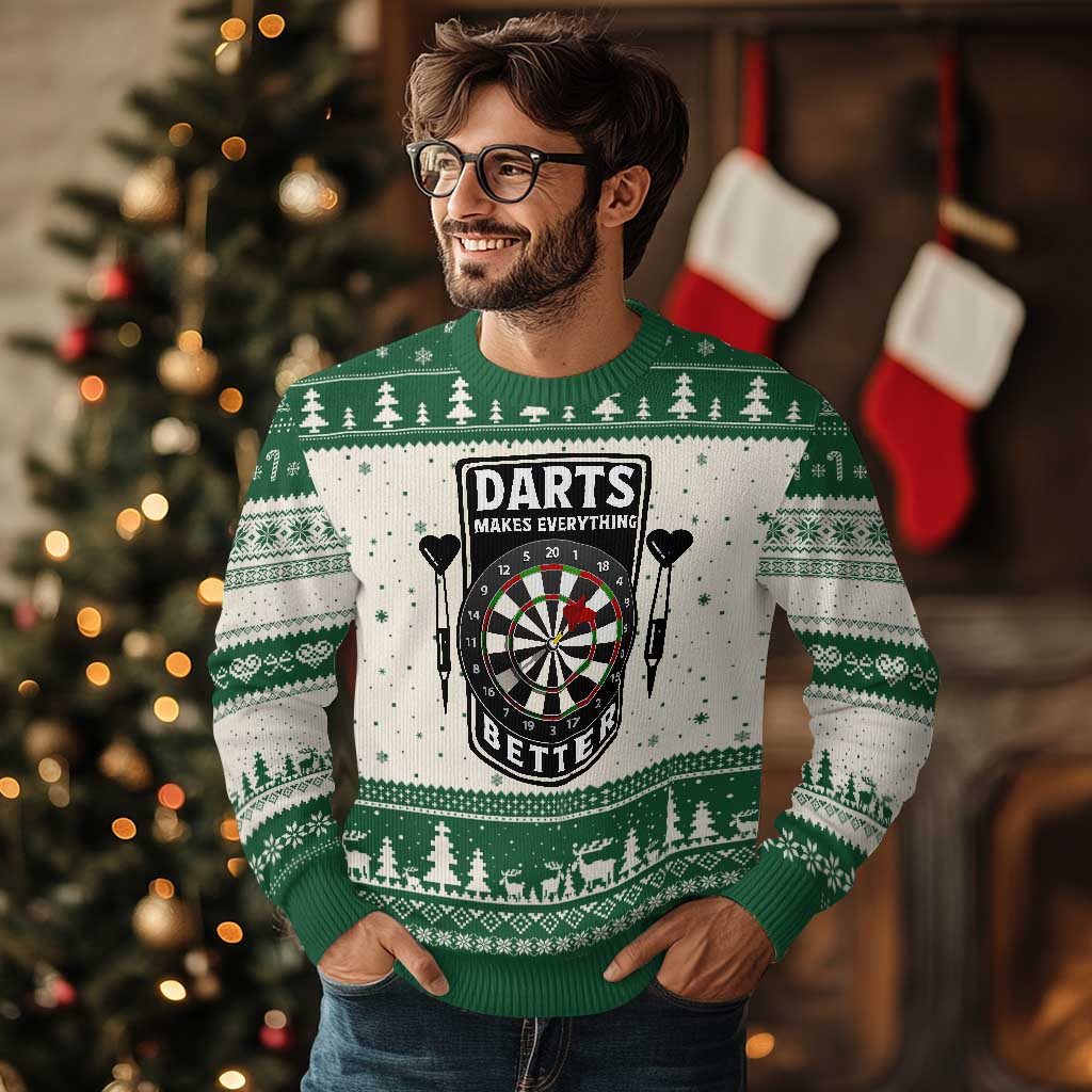 Darts Makes Everything Better Ugly Christmas Sweater Darts Lover Gift - Wonder Print Shop
