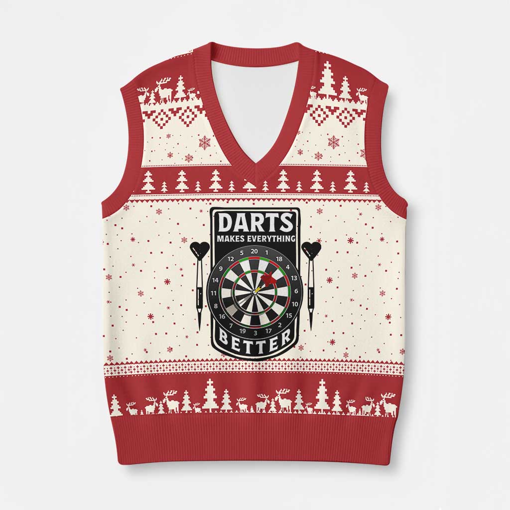 Darts Makes Everything Better V-Neck Knit Sweater Vest Darts Lover Gift - Wonder Print Shop