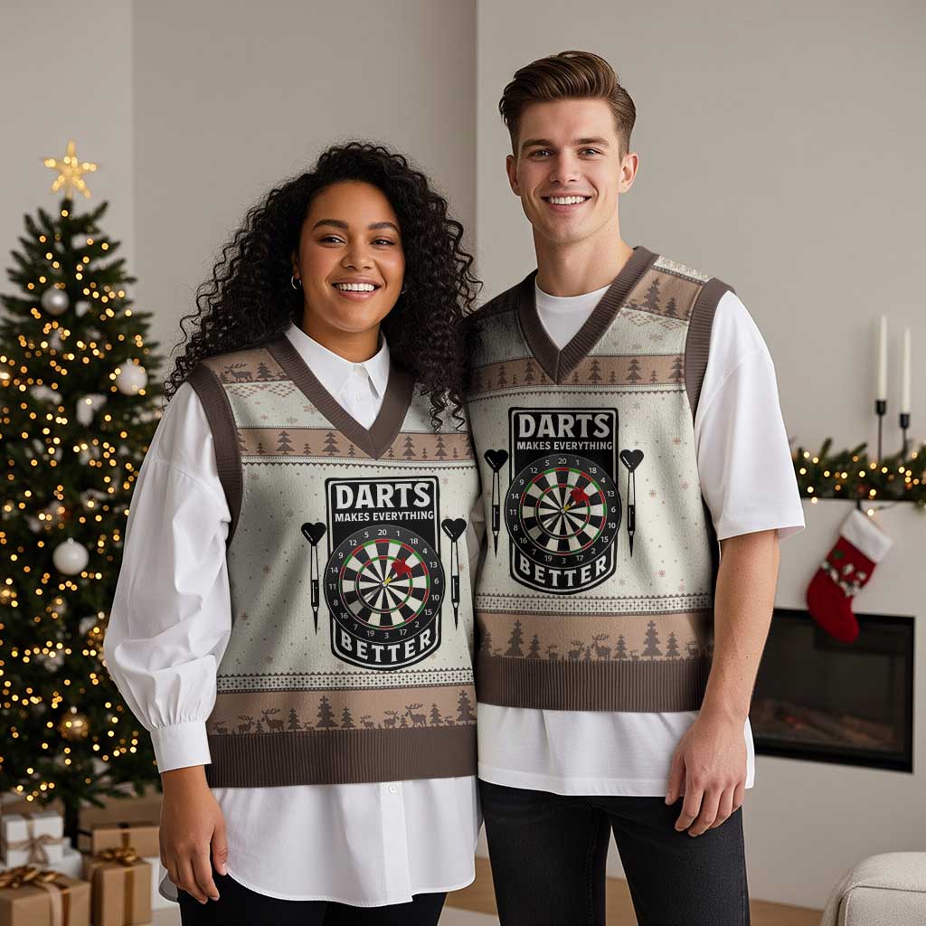 Darts Makes Everything Better V-Neck Knit Sweater Vest Darts Lover Gift - Wonder Print Shop