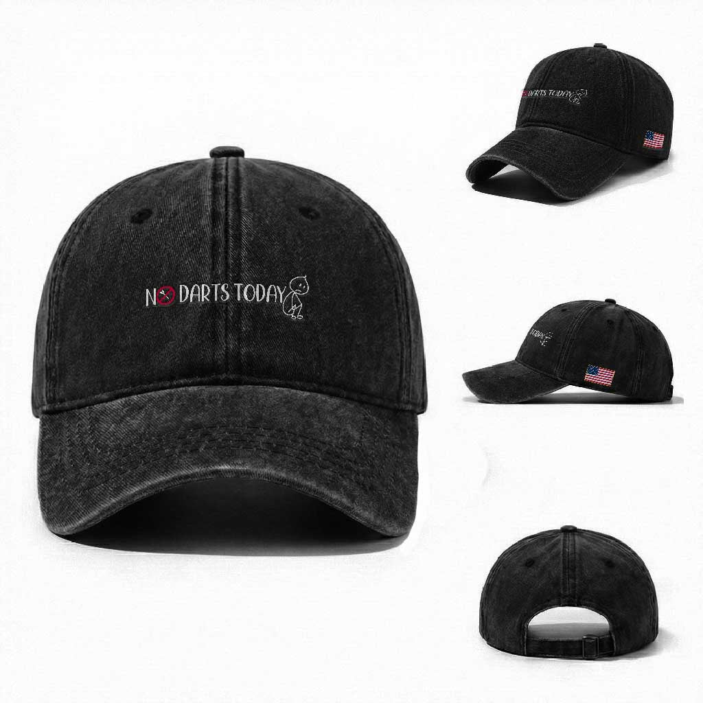 No Dart Today Washed Cotton Baseball Cap Funny Dart Player Gift