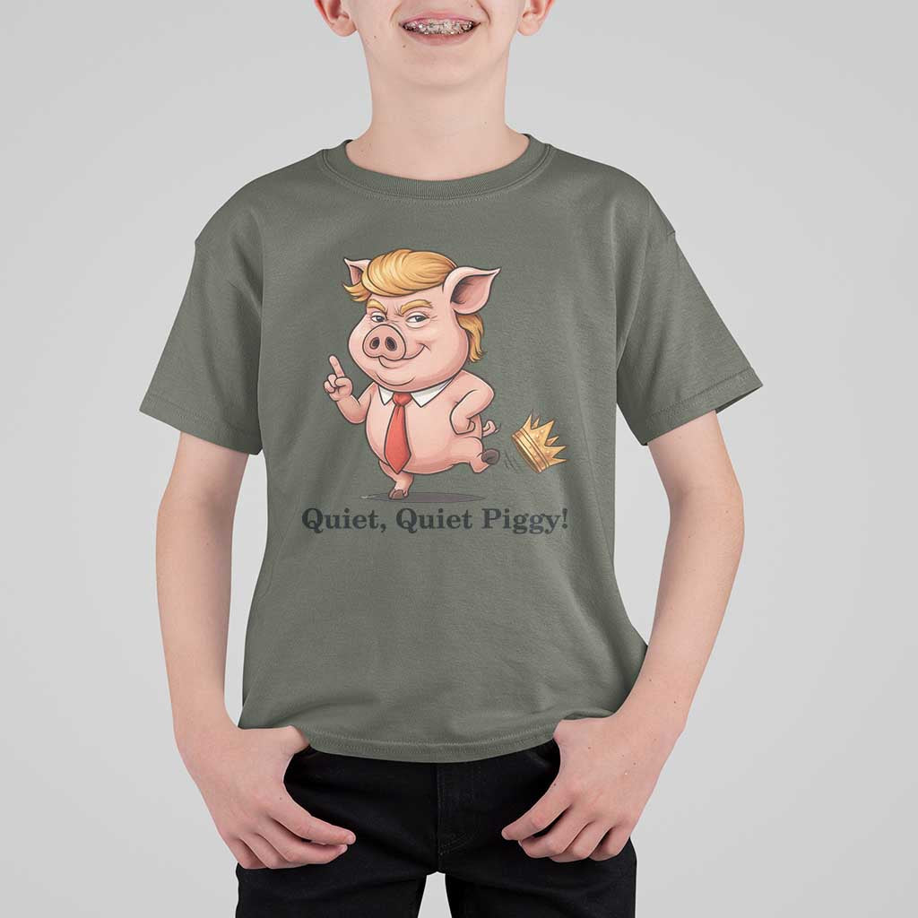 Quiet Quiet Piggy T Shirt For Kid Funny No Kings Pig Political - Wonder Print Shop